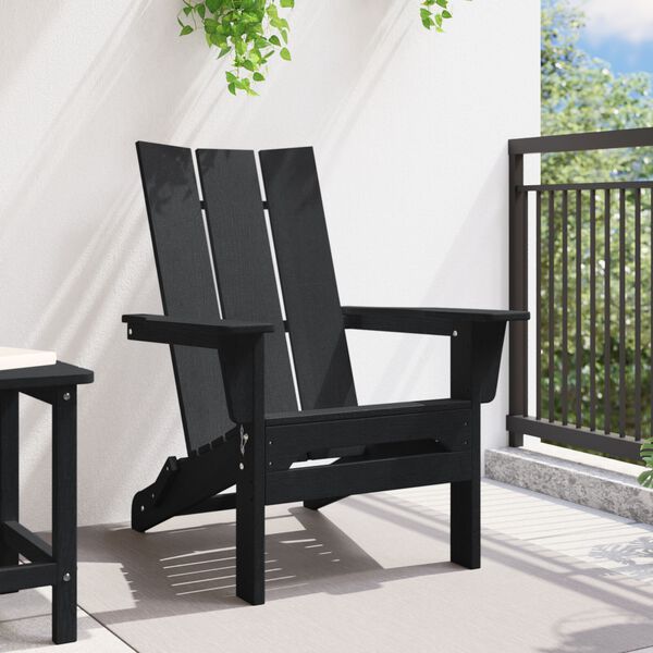 vidaXL Πτυσσόμενη Καρέκλα Adirondack Μαύρο 74.5 x 80.5 x 90 εκ.