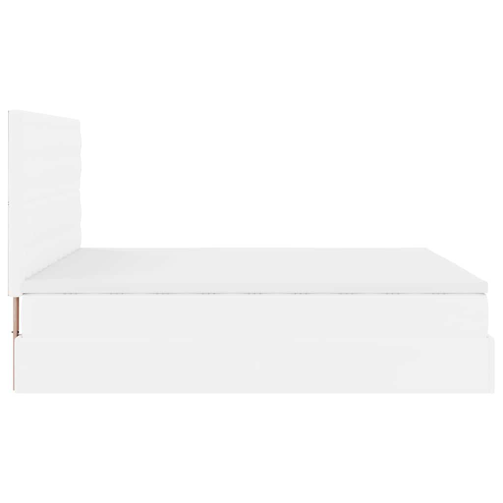 vidaXL Οθωμανικό κρεβάτι με στρώμα Λευκό 180x200cm Faux Leather