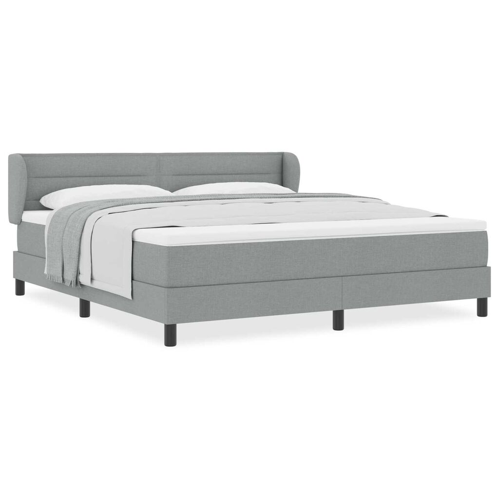 κρεβάτι Box Spring με στρώμα vidaXL ανοιχτό γκρι 180x200 εκ. ύφασμα
