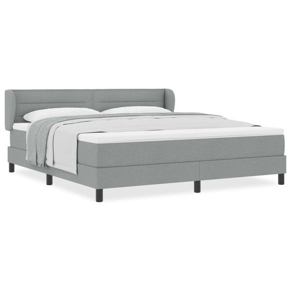 κρεβάτι Box Spring με στρώμα vidaXL ανοιχτό γκρι 180x200 εκ. ύφασμα
