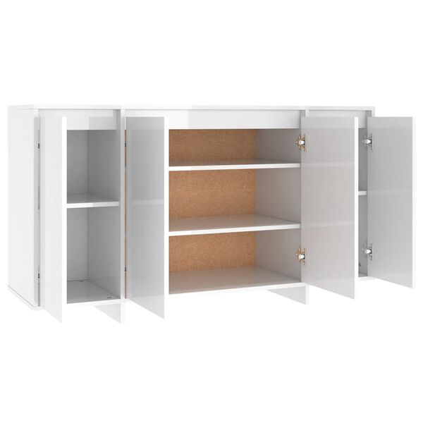 vidaXL Ραφιέρα Γυαλιστερή Λευκή 135x41x75 εκ. από Επεξεργ. Ξύλο