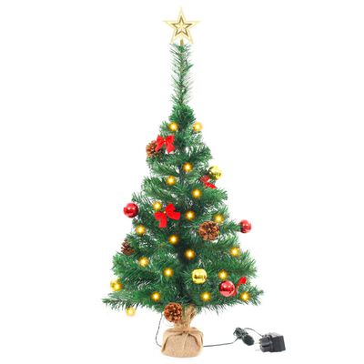 vidaXL Χριστουγεννιάτικο Δέντρο Στολισμένο Μπάλες/LED Πράσινο 64 εκ.