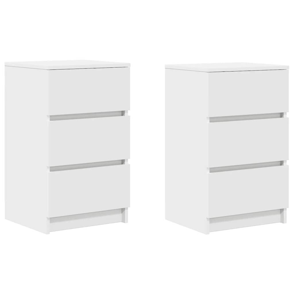 vidaXL Κομοδίνα με 3 συρτάρια 2 τεμάχια Λευκό 39x35x65 εκ.