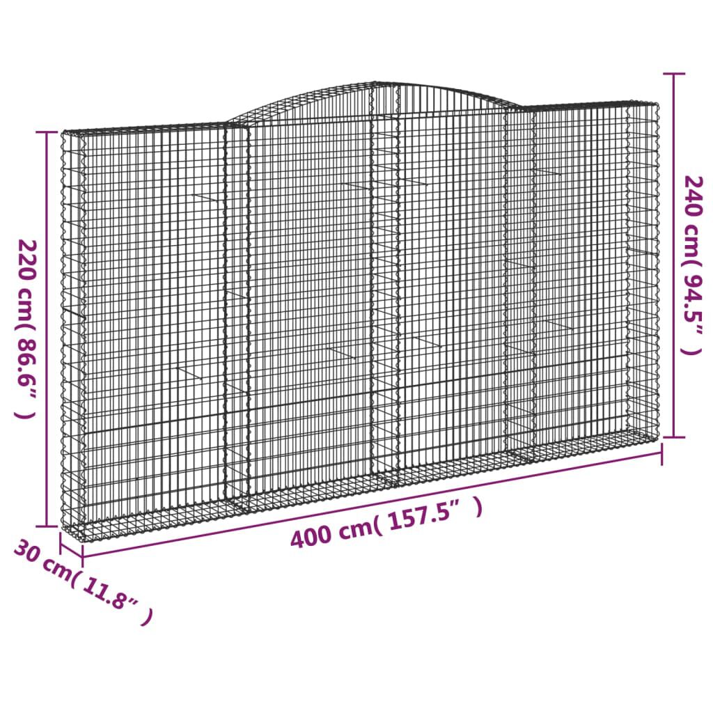vidaXL Συρματοκιβώτια Τοξωτά 10 τεμ. 400x30x220/240 εκ. Γαλβαν. Ατσάλι