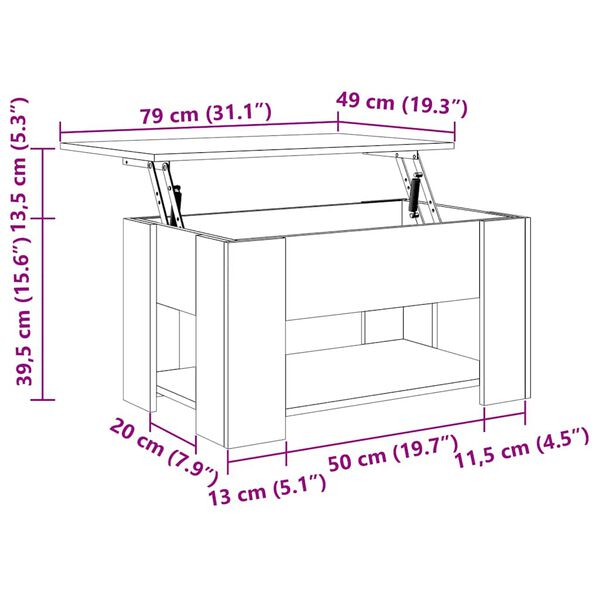 vidaXL Τραπεζάκι Σαλονιού Γυαλ. Λευκό 79x49x41 εκ. Επεξεργασμένο Ξύλο