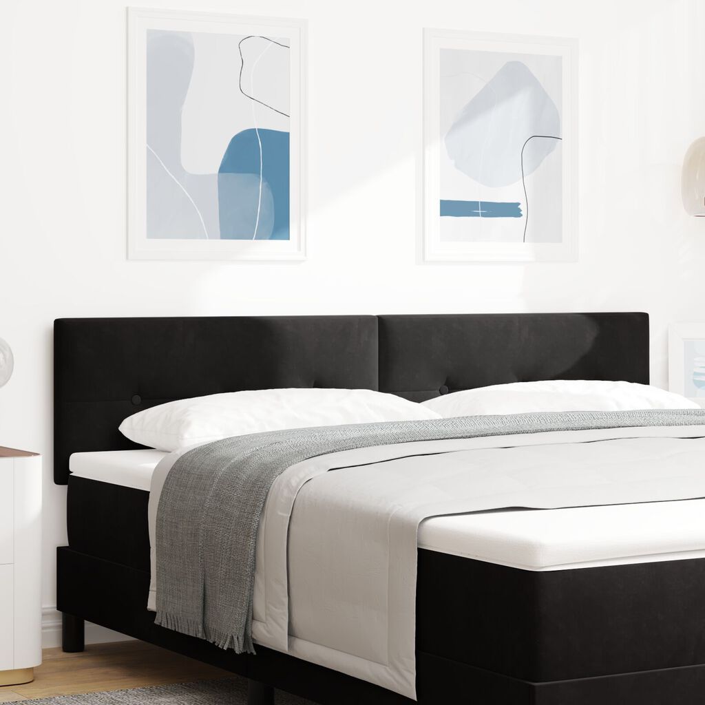 vidaXL LED Κεφαλάρι με Κουμπιά Μαύρο 90 εκ Βελούδο