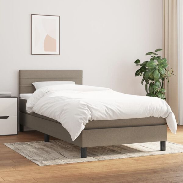 vidaXL Κρεβάτι Boxspring με Στρώμα Taupe 80x200 εκ. Υφασμάτινο