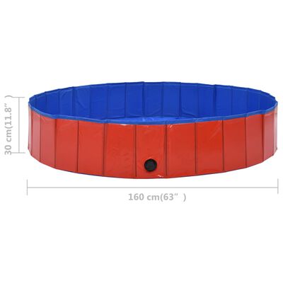 vidaXL Πισίνα για Σκύλους Πτυσσόμενη Κόκκινη 160 x 30 εκ. από PVC