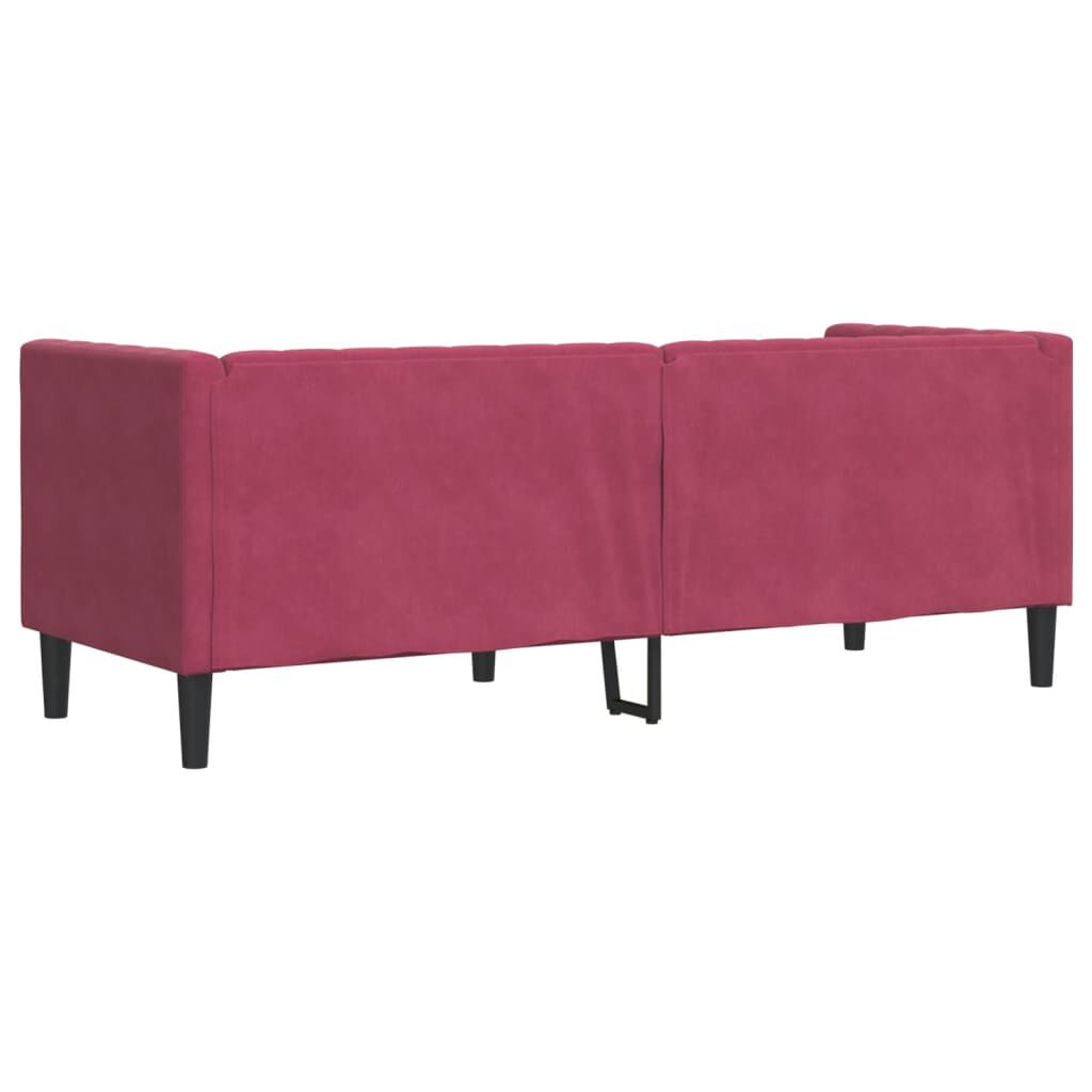 vidaXL Καναπές Διθέσιος Chesterfield με Στηρίγματα Μπορντό Βελούδο