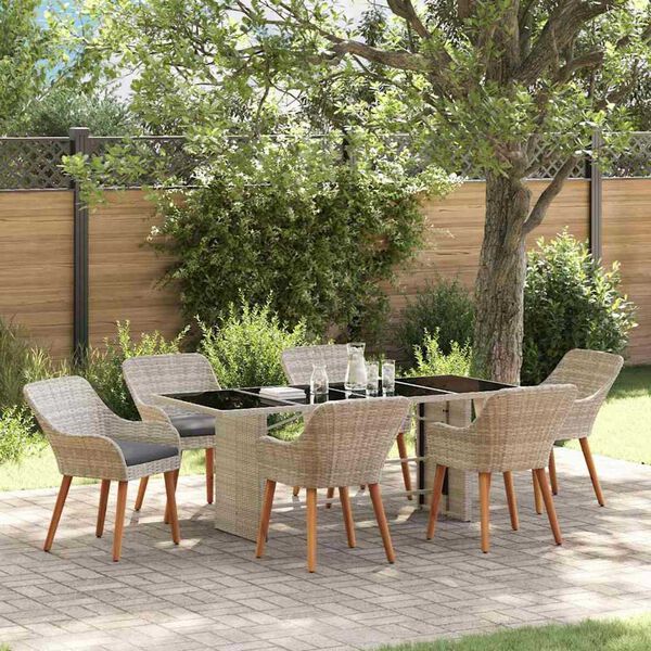vidaXL Σετ Εξωτερικής Τραπέζης 7 pcs Ανοιχτό γκρι