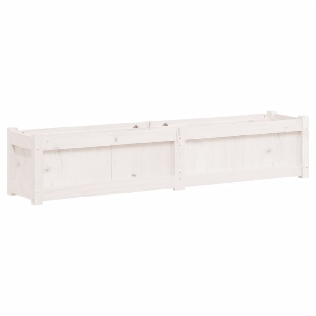 vidaXL Ζαρντινιέρα Λευκή 150 x 31 x 31 εκ. από Μασίφ Ξύλο Πεύκου