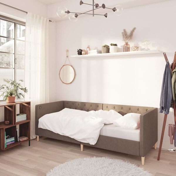 vidaXL &Kappa;&alpha;&nu;&alpha;&pi;έ&sigmaf; &Kappa;&rho;&epsilon;&beta;ά&tau;&iota; &mu;&epsilon; &Sigma;&tau;&rho;ώ&mu;&alpha; & USB Taupe 90 x 200 &epsilon;&kappa;. &Upsilon;&phi;&alpha;&sigma;&mu;ά&tau;&iota;&nu;&omicron;&sigmaf;