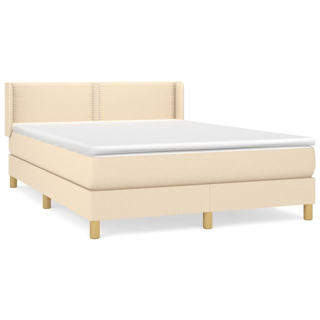 vidaXL Κρεβάτι Boxspring με Στρώμα Κρεμ 140x190 εκ. Υφασμάτινο