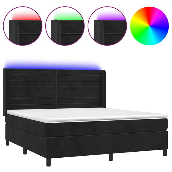 vidaXL &Kappa;&rho;&epsilon;&beta;ά&tau;&iota; Boxspring &mu;&epsilon; &Sigma;&tau;&rho;ώ&mu;&alpha; & LED &Mu;&alpha;ύ&rho;&omicron; 160x200 &epsilon;&kappa;. &Beta;&epsilon;&lambda;&omicron;ύ&delta;&iota;&nu;&omicron;