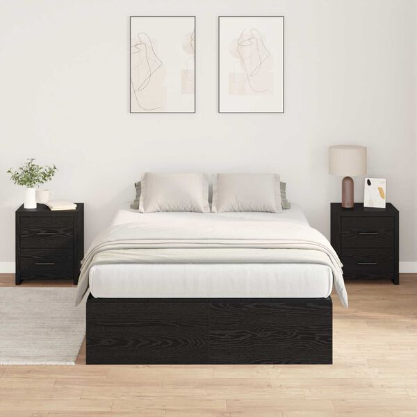 vidaXL Κρεβάτι αποθήκευσης μαύρο δρύινο 120x190 cm