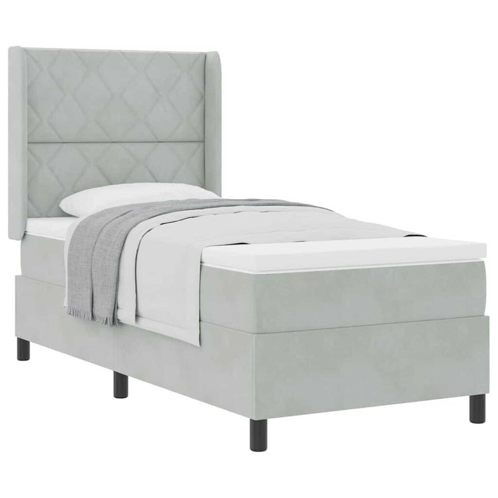 vidaXL Κρεβάτι με ελατήρια Ανοιχτό γκρι 90 x 190 cm Βελούδο