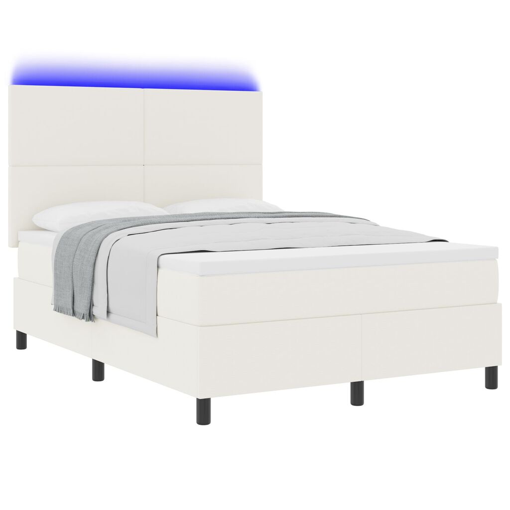 vidaXL Κρεβάτι με κρεβάτι & LED Κρέμα 160x200 εκ. Βελούδινο ύφασμα