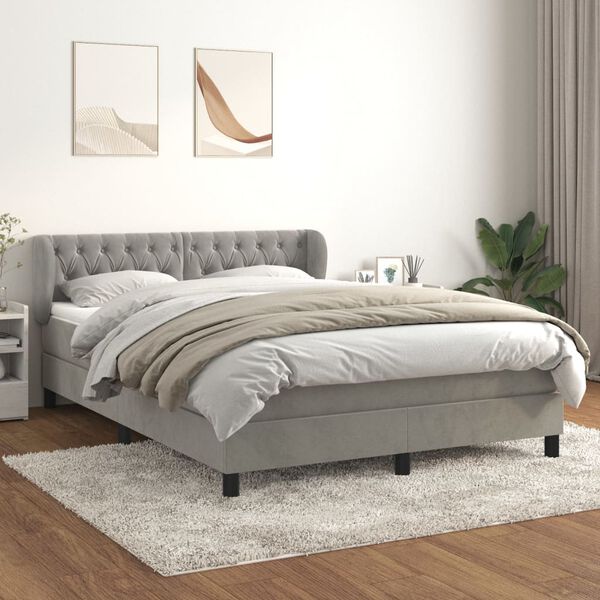 vidaXL &Kappa;&rho;&epsilon;&beta;ά&tau;&iota; Boxspring &mu;&epsilon; &Sigma;&tau;&rho;ώ&mu;&alpha; &Alpha;&nu;&omicron;&iota;&chi;&tau;ό &Gamma;&kappa;&rho;&iota; 140x190 &epsilon;&kappa;. &Beta;&epsilon;&lambda;&omicron;ύ&delta;&iota;&nu;&omicron;