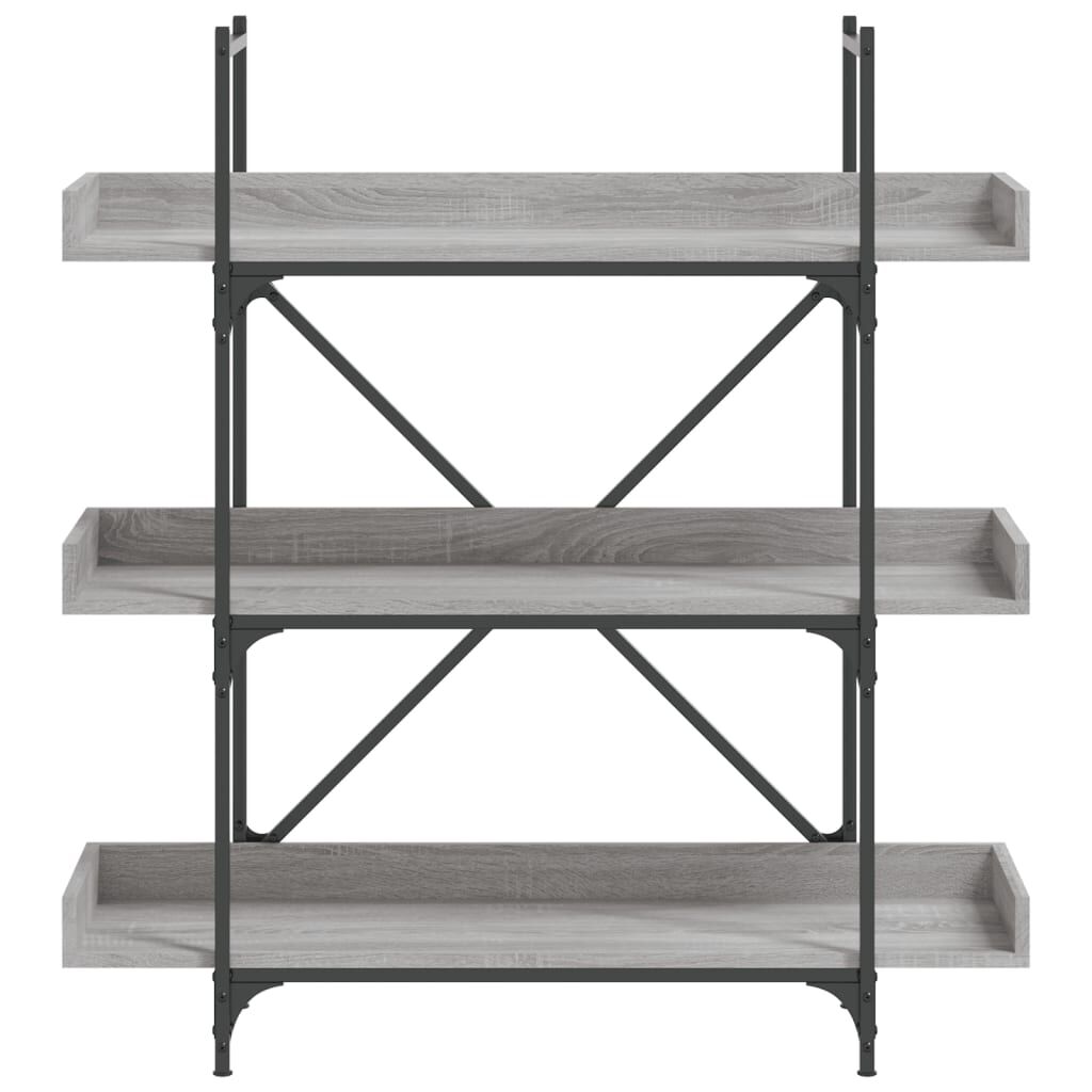vidaXL Βιβλιοθήκη 3 Επιπέδων Γκρι Sonoma 100x33x108,5εκ. Επεξεργ. Ξύλο
