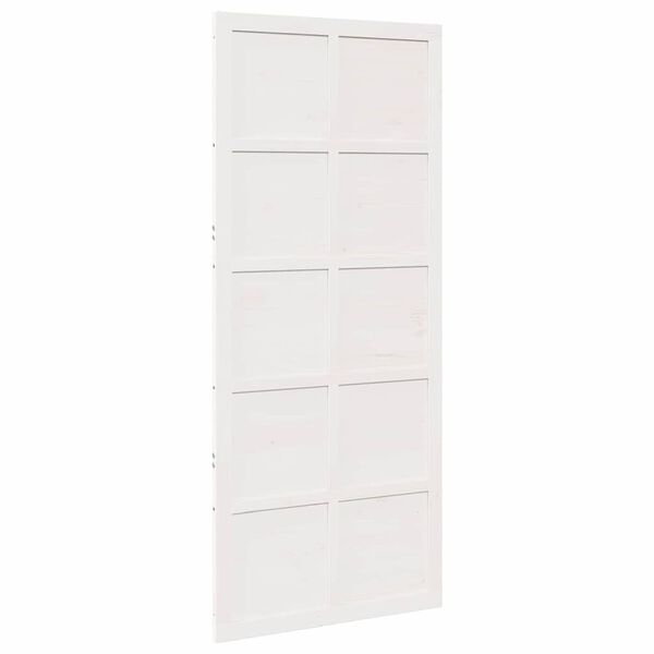 vidaXL Πόρτα αχυρώνα Λευκό 100 x 210 cm Μασίφ ξύλο πεύκου