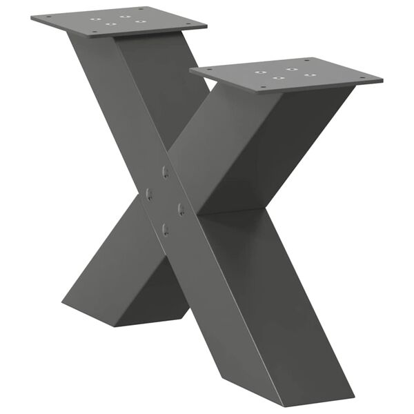 vidaXL Πόδια Τραπεζιού Σαλονιού σε Σχήμα Χ, 2 τεμ. Ανθρακί 60x(30-31) εκ. Ατσάλι