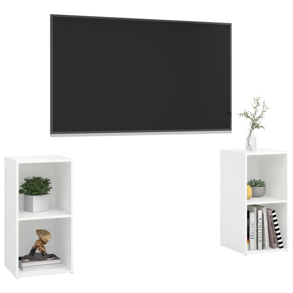 vidaXL Έπιπλα Τηλεόρασης 2 τεμ. Λευκά 72 x 35 x 36,5 εκ. Επεξ. Ξύλο
