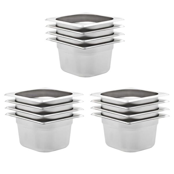 vidaXL Λεκάνες Gastronorm 12 τεμ. GN 1/6 100 χιλ. Ανοξείδωτο Ατσάλι