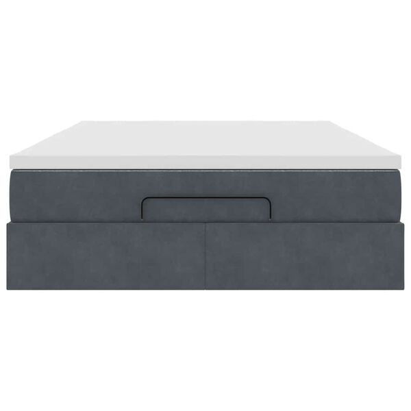 vidaXL Οθωμανικό κρεβάτι με στρώμα σκούρο γκρι 140x190cm Βελούδο