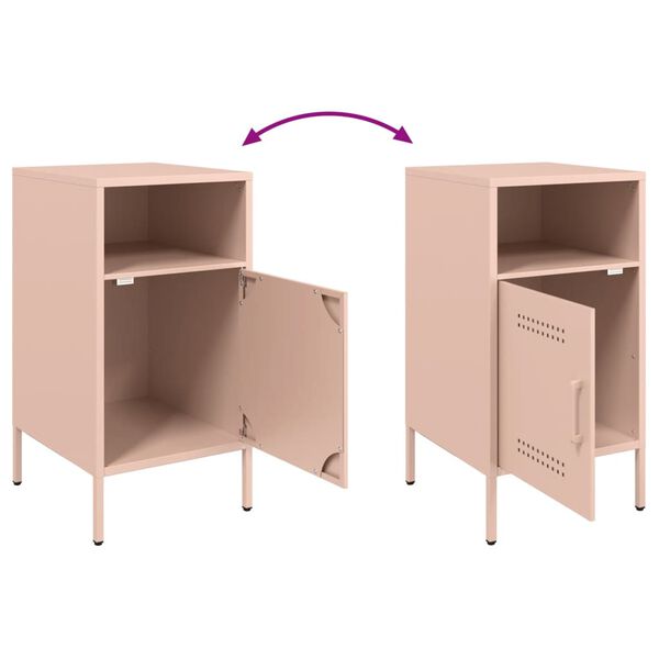 vidaXL Κομοδίνο Ροζ 36x39x68 εκ. από Χάλυβα