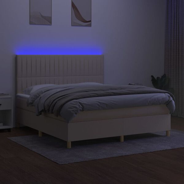 vidaXL &Kappa;&rho;&epsilon;&beta;ά&tau;&iota; Boxspring &mu;&epsilon; &Sigma;&tau;&rho;ώ&mu;&alpha; & LED &Kappa;&rho;&epsilon;&mu; 180x200 &epsilon;&kappa;. &Upsilon;&phi;&alpha;&sigma;&mu;ά&tau;&iota;&nu;&omicron;