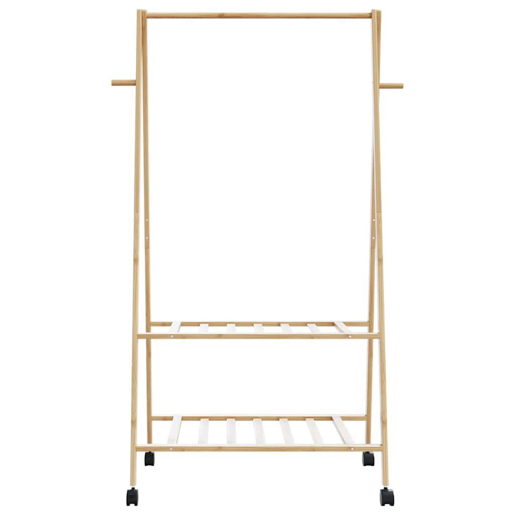 vidaXL Ράφι ρούχων με ράφια και ρόδες 96x45,5x155,5 cm Μπαμπού