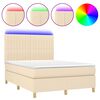vidaXL &Kappa;&rho;&epsilon;&beta;ά&tau;&iota; Boxspring &mu;&epsilon; &Sigma;&tau;&rho;ώ&mu;&alpha; & LED &Kappa;&rho;&epsilon;&mu; 140x190 &epsilon;&kappa;. &Upsilon;&phi;&alpha;&sigma;&mu;ά&tau;&iota;&nu;&omicron;