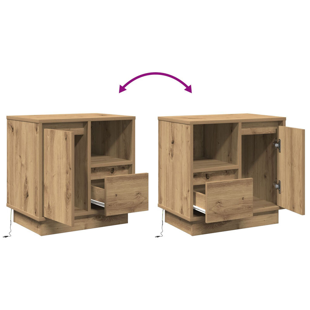 vidaXL Κομοδίνο με LED Artisan Oak 50x34,5x50 εκ.