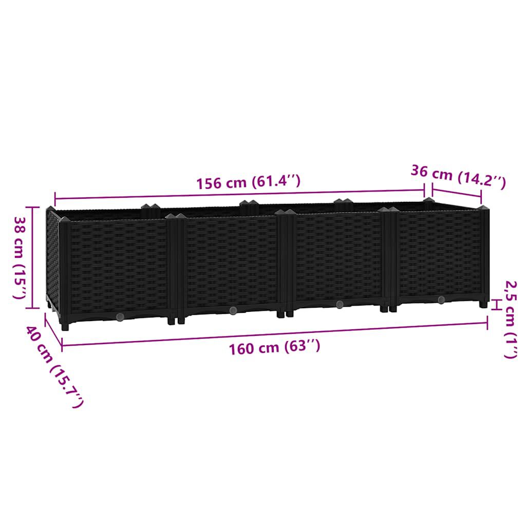 vidaXL Ζαρντινιέρα 160 x 40 x 38 εκ. από Πολυπροπυλένιο
