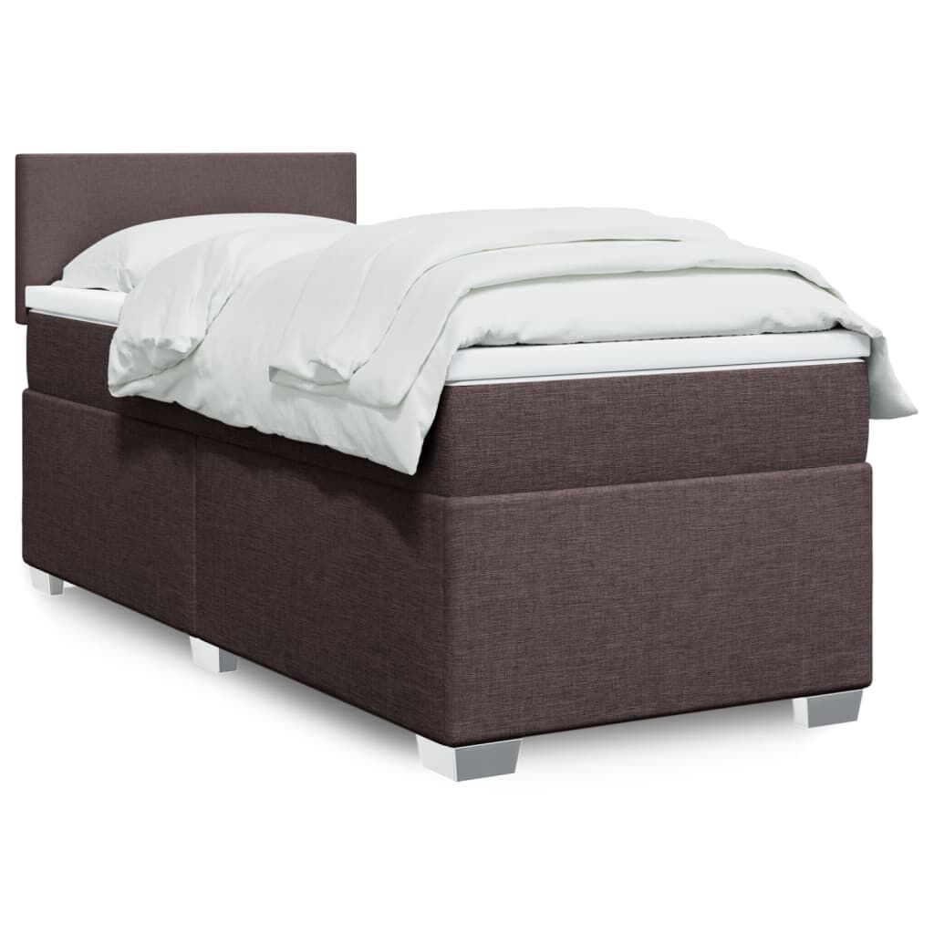 vidaXL Κρεβάτι Boxspring με Στρώμα Σκούρο Καφέ 80x200 εκ. Υφασμάτινο