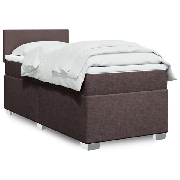 vidaXL Κρεβάτι Boxspring με Στρώμα Σκούρο Καφέ 80x200 εκ. Υφασμάτινο