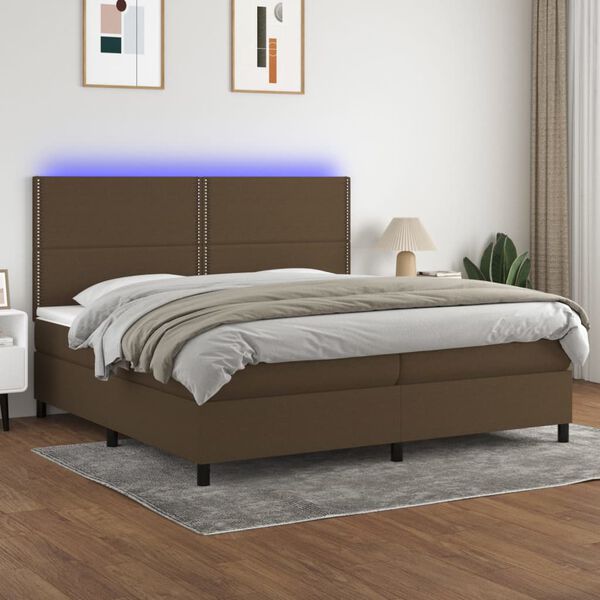 vidaXL &Kappa;&rho;&epsilon;&beta;ά&tau;&iota; Boxspring &mu;&epsilon; &Sigma;&tau;&rho;ώ&mu;&alpha; & LED &Sigma;&kappa;.&Kappa;&alpha;&phi;έ 200x200&epsilon;&kappa;. &Upsilon;&phi;&alpha;&sigma;&mu;ά&tau;&iota;&nu;&omicron;