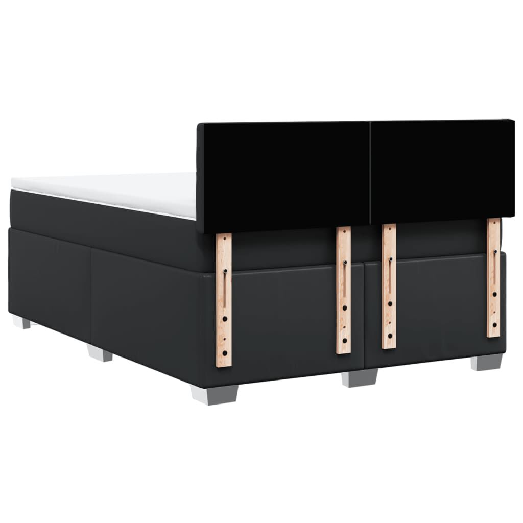 vidaXL Κρεβάτι Boxspring με Στρώμα Μαύρο 160x200εκ.από Συνθετικό Δέρμα