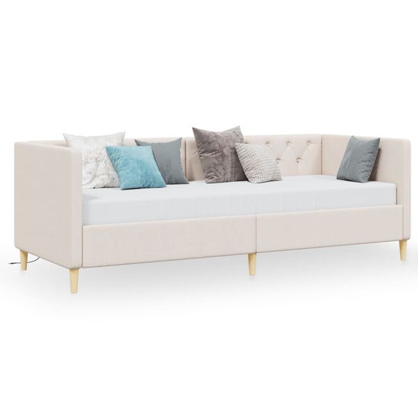 vidaXL &Kappa;&alpha;&nu;&alpha;&pi;έ&sigmaf; &Kappa;&rho;&epsilon;&beta;ά&tau;&iota; &mu;&epsilon; &Sigma;&tau;&rho;ώ&mu;&alpha; & USB &Kappa;&rho;&epsilon;&mu; 90 x 200 &epsilon;&kappa;. &Upsilon;&phi;&alpha;&sigma;&mu;ά&tau;&iota;&nu;&omicron;&sigmaf;