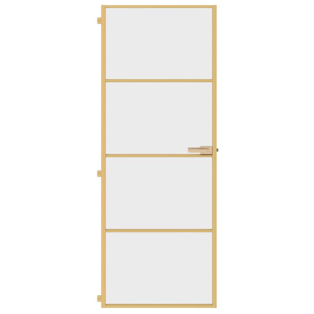 vidaXL Εσωτερική Πόρτα Χρυσή 76 x 201,5 εκ. Ψημένο Γυαλί & Αλουμίνιο