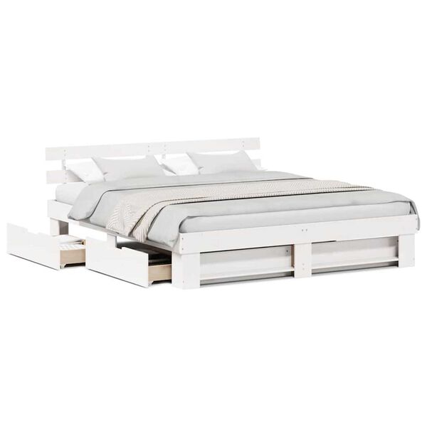 vidaXL Σκελετός Κρεβατιού Λευκό 180 x 200 cm Μασίφ ξύλο πεύκου