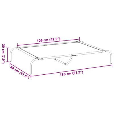 vidaXL Ανυψωμένο κρεβάτι σκύλου γκρι 130x80x20 cm Textilene και χάλυβα