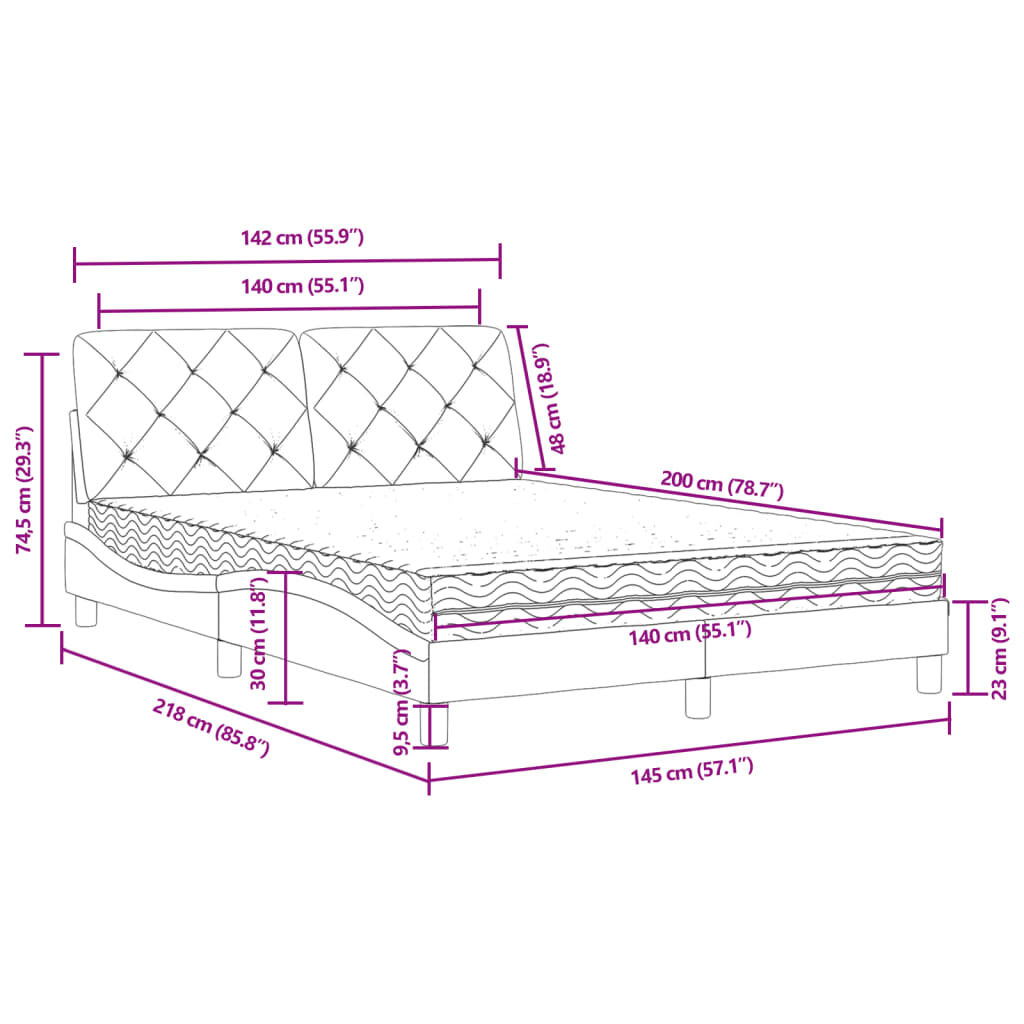 vidaXL Κρεβάτι με Στρώμα Ροζ 140x200 εκ. Βελούδινο