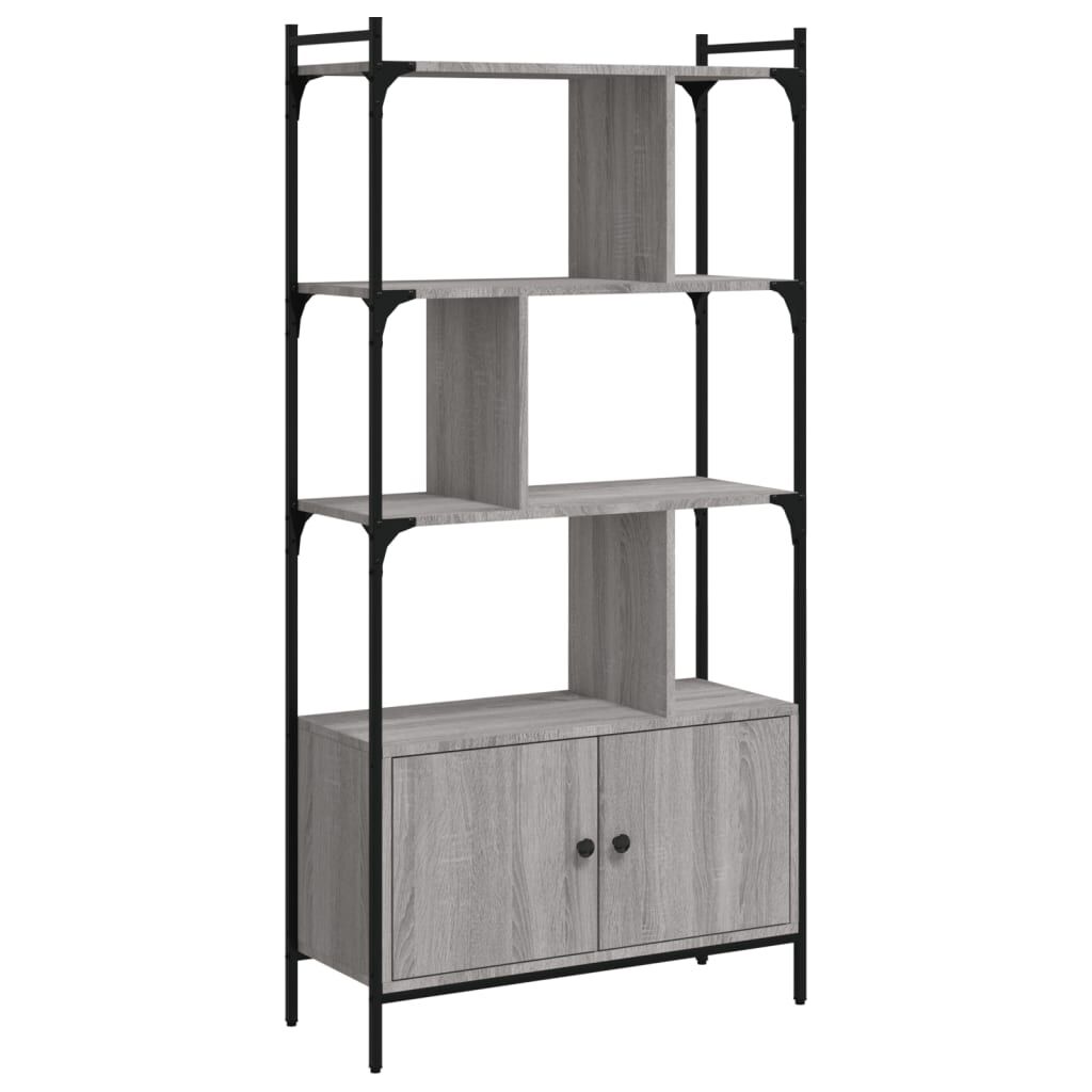vidaXL Βιβλιοθήκη με Πόρτες Γκρι Sonoma 76,5x30x154,5 εκ. Επεξ. Ξύλο