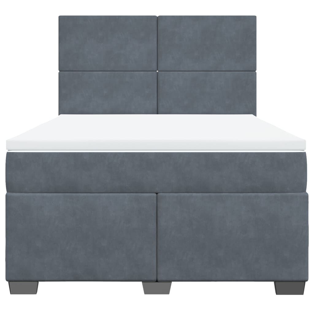 vidaXL Κρεβάτι Boxspring με Στρώμα Σκούρο Γκρι 140x200 εκ. Βελούδινο