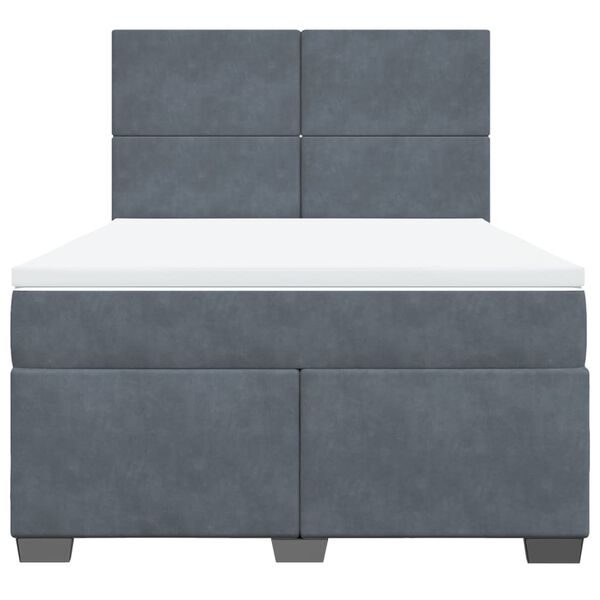 vidaXL Κρεβάτι Boxspring με Στρώμα Σκούρο Γκρι 140x200 εκ. Βελούδινο