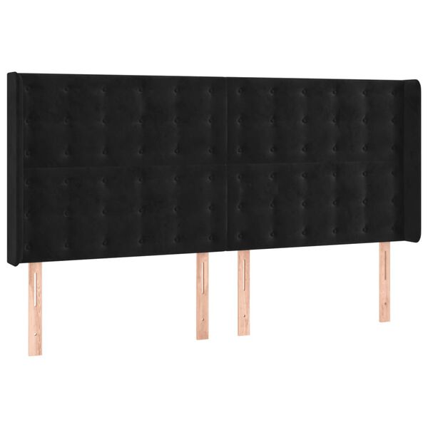 vidaXL Κεφαλάρι Κρεβατιού LED Μαύρο 163x16x118/128 εκ. Βελούδινο