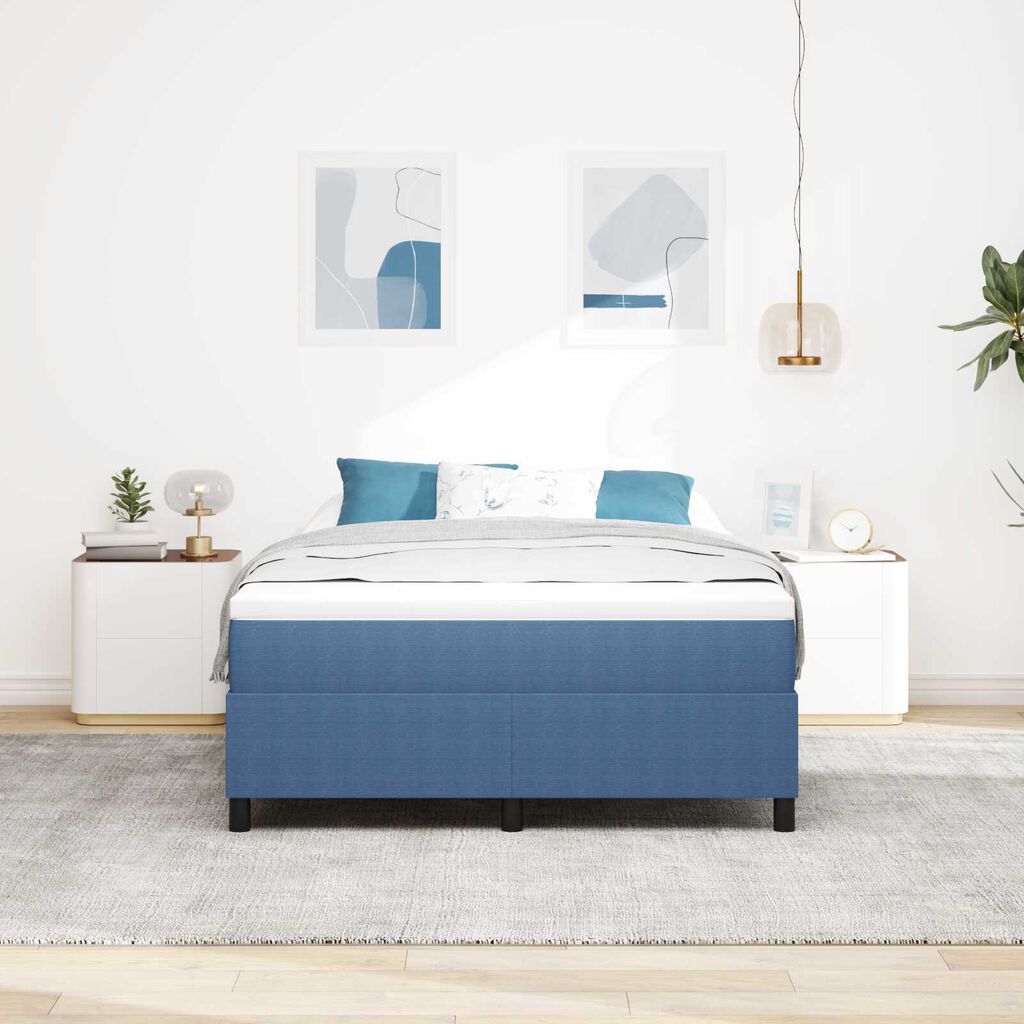 vidaXL Κρεβάτι με Στρώμα σε Μπλε, 140x200 εκ, Βελούδινο Ύφασμα