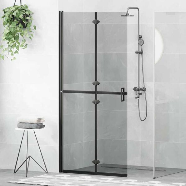 vidaXL Τοίχος ντους Walk-in Άλλο Μαύρο και σκούρο διαφανές 90 x 190 cm