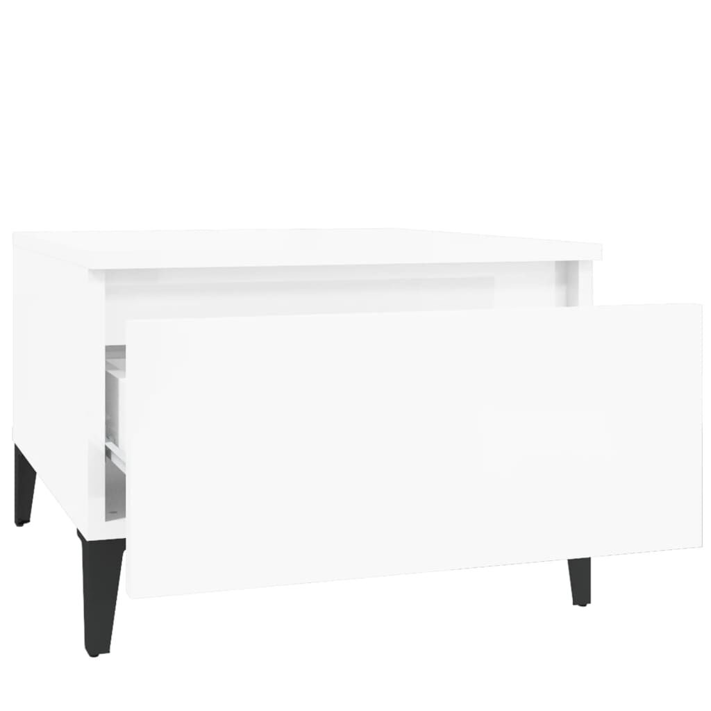 vidaXL Τραπέζι Βοηθητικό Γυαλιστ.Λευκό 50x46x35 εκ. Επεξεργασμένο Ξύλο